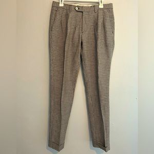 Massimo Dutti houndstooth trouser linen dress pants men’s size 30